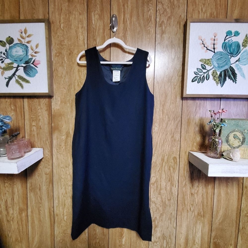 Harve Benard | Dark Blue Vintage Sleeveless Wool Shift Dress | Size 10